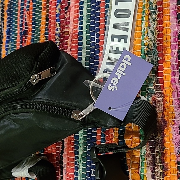 Claire's Black Hip Bag Organizer Side Sling Fanny Pack Bum Bag NWTs! 🖤 - Picture 10 of 14